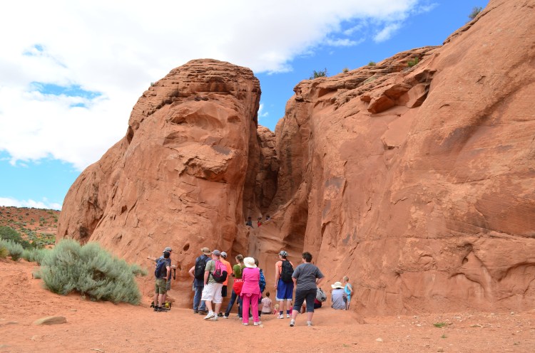 The rock face at the beginning of Peek-A-Boo. Scariest part for me!