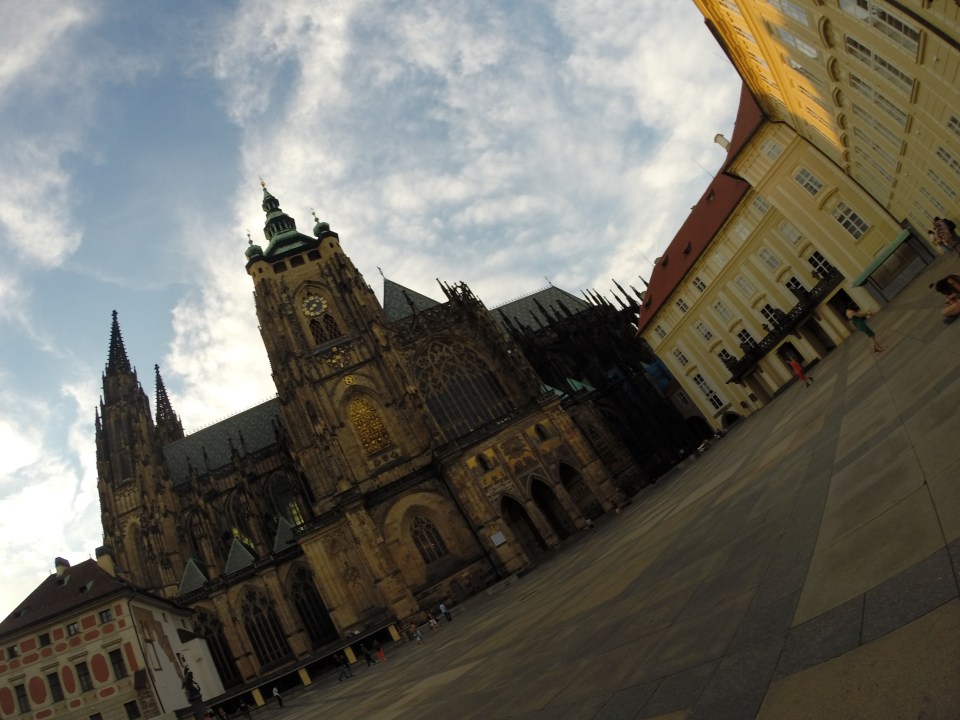 Prague Castle, the square by the astronomical clock and another square close by